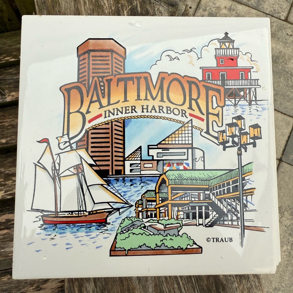 Baltimore‎ Maryland, Inner Harbor Scenes TRAUB ceramic Tile Art B see photos.